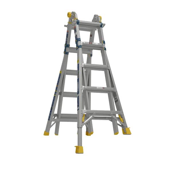 Werner 22 ft. Reach Aluminum 5-in-1 Multi-Position Pro Ladder with Built-in Leveling 375 lbs. Load Capacity Type IAA Duty