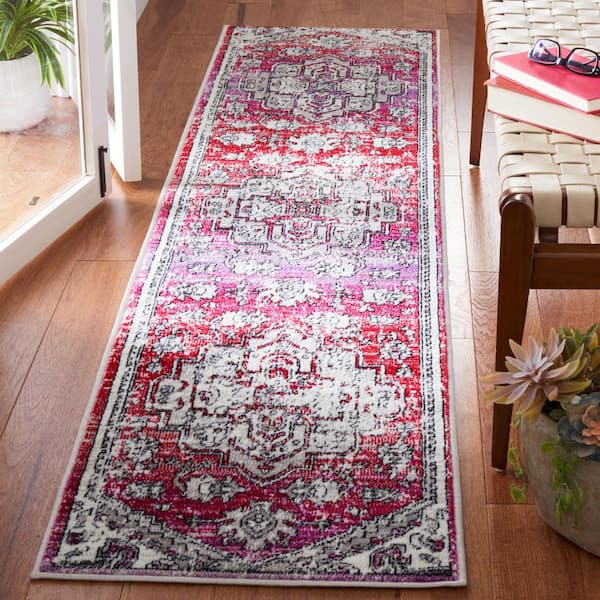 Skyler 2 ft. x 8 ft. Red/Ivory Ornate Overdyed Runner Rug