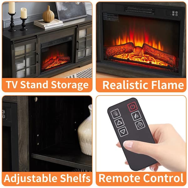 59 in. Freestanding fireplace TV Stand with 23 in. Fireplace TV Stand