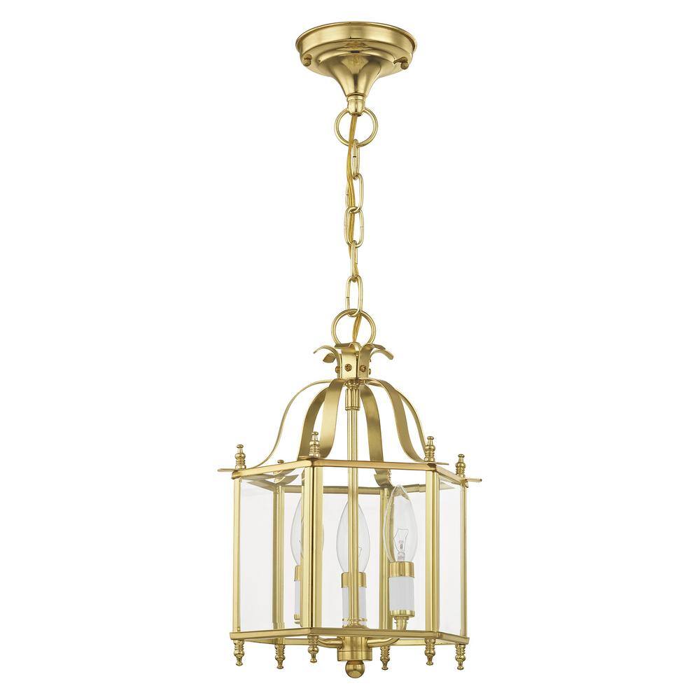 Polished Brass 3-Light Mini Pendant with Clear Glass