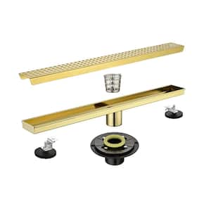 Dyiom 4.25 in. W x 4.25 in. D Golden Shower Strainer Drain Trim Set, Screw in Shower Strainer Drain Cover