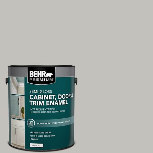 BEHR PREMIUM 1 Gal. #PPU18-10 Natural Gray Semi-Gloss Enamel Interior ...