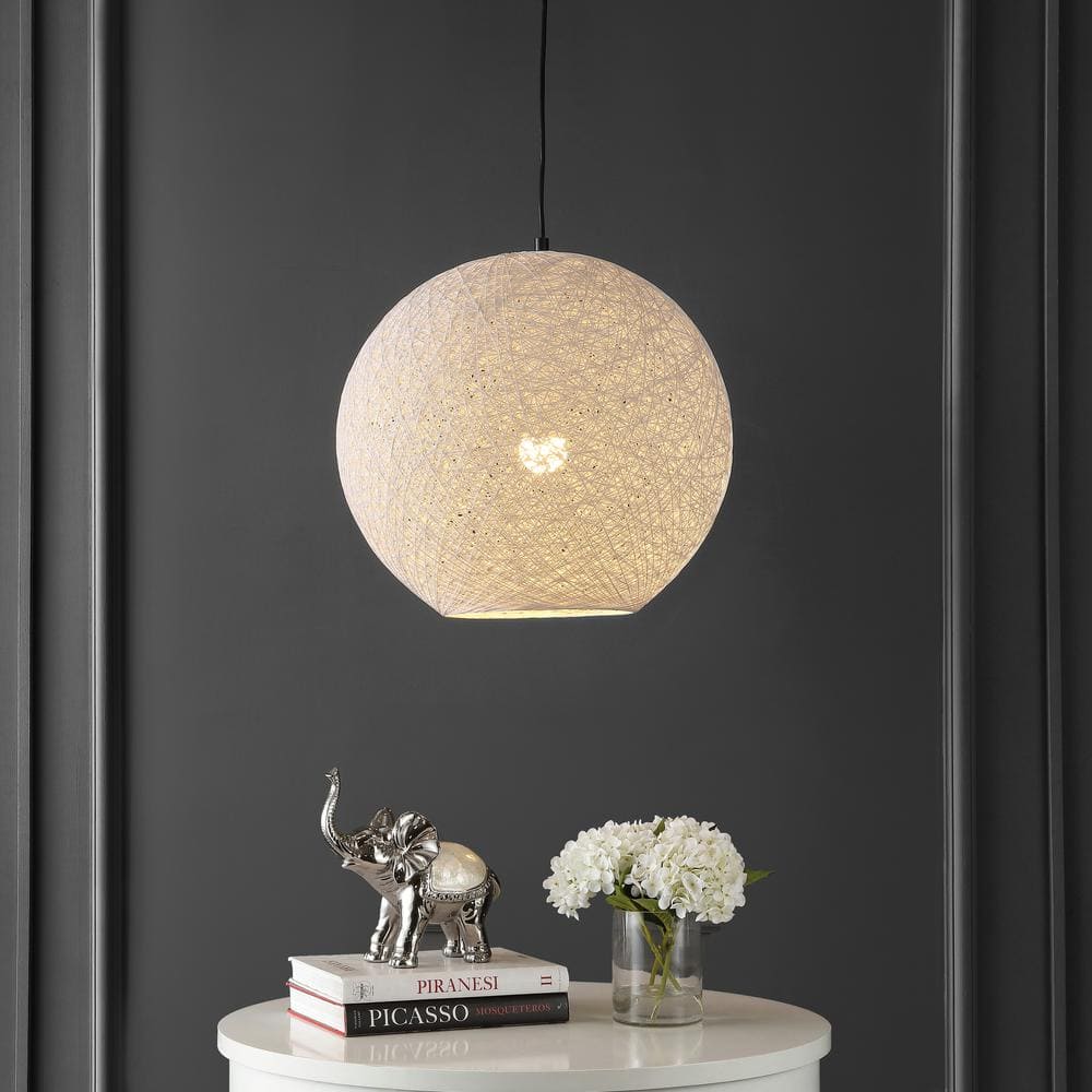 Lacey 19.5" White Bohemian Globe LED Pendant Light