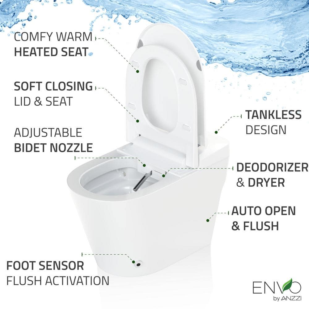 White Elongated High Efficiency Smart Toilet Bidet