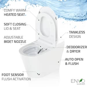 ENVO Echo Elongated Smart Toilet Bidet in White with Auto Open, Auto Close, Auto Flush, Heated Seat and Remote