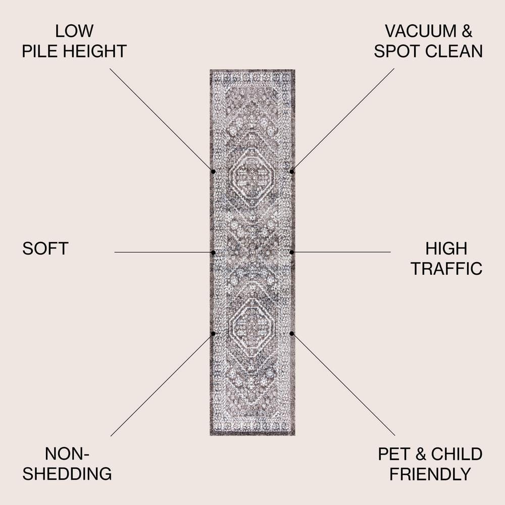 Bohemian Medallion Brown/Ivory Synthetic Area Rug - Easy Care