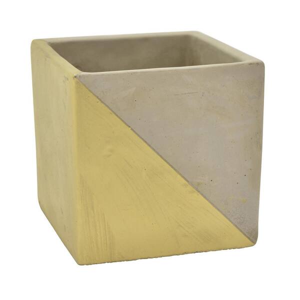THREE HANDS 4.75 in. Gray and Gold - Gold Flower Pot
