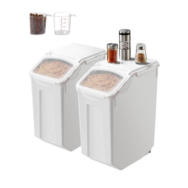 Rice Storage Container, 4.5 Gallon/20 L x 2 Capacity, Dog Food Dispenser, Airtight Lid, 2 Measuring Cups, Pet Food