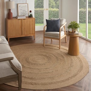 Natural Seagrass Natural 8 ft. x 8 ft. Solid Contemporary Round Area Rug