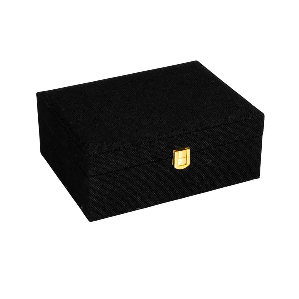 Household Essentials Black Polyester 2-Layer Jewelry Organizer Box with Clasp Closure