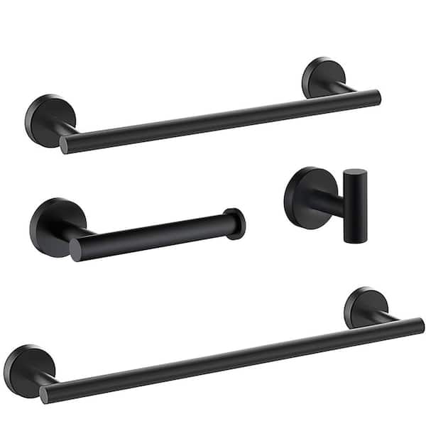 4 -Piece Bath Hardware Set with Mounting Hardware in Stainless Steel Matte Black