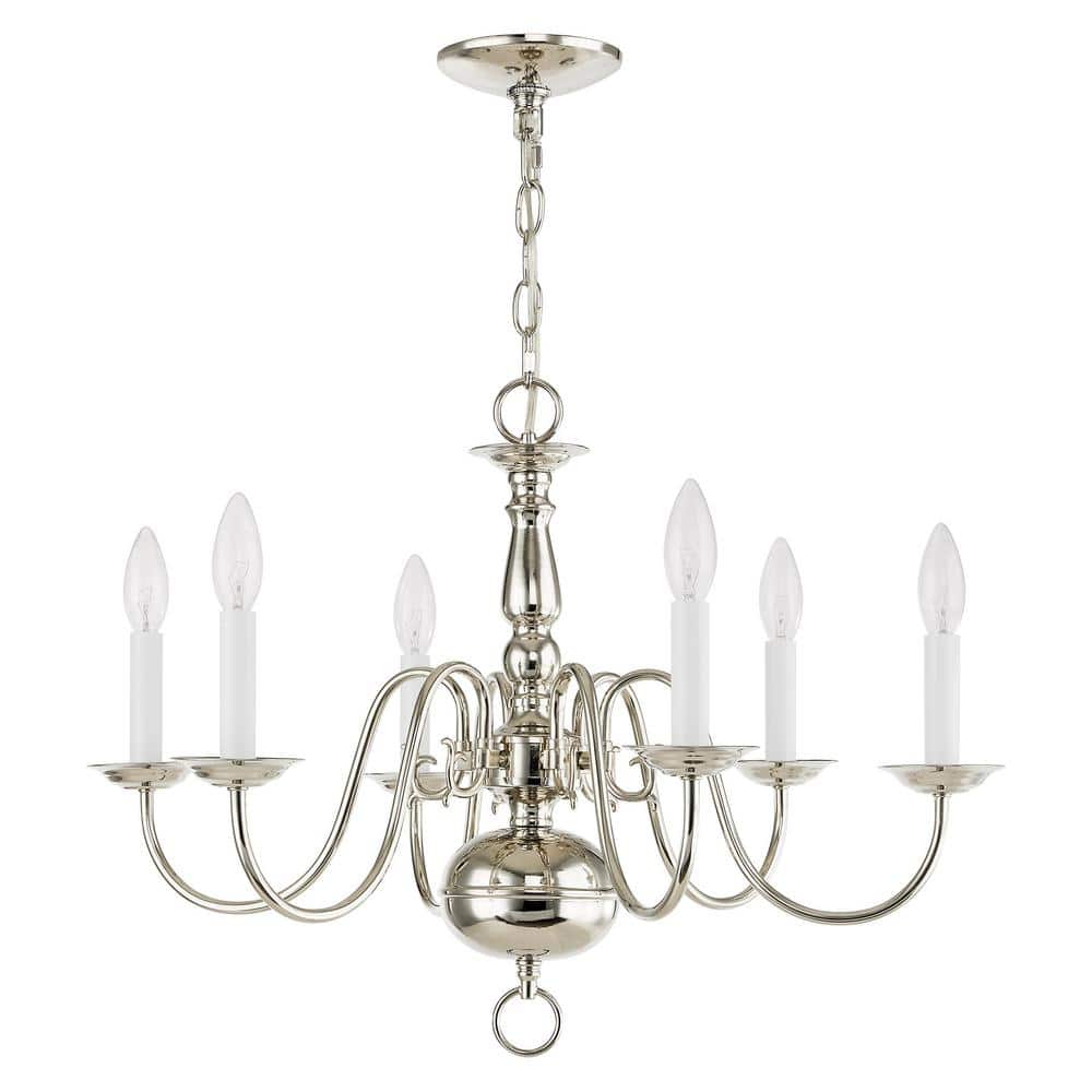 Williamsburgh Polished Nickel 6-Light Traditional Chain Chandelier