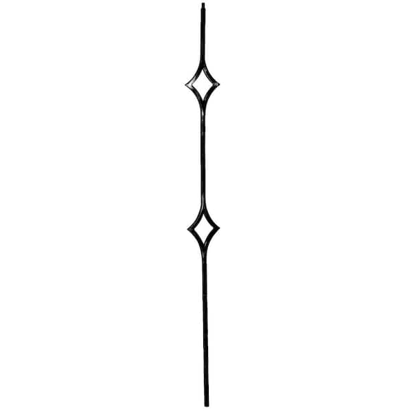 arteferro 44 in. x 4 3/4 in. Double Diamond Shadow Grey Powder Coated Wrought Iron Metal Stair Baluster