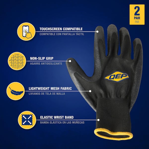SureGrip 1-Size-Fits-Most Heavy-Duty Tiler's Gloves for Better Grip in Wet Conditions (2-Pair)
