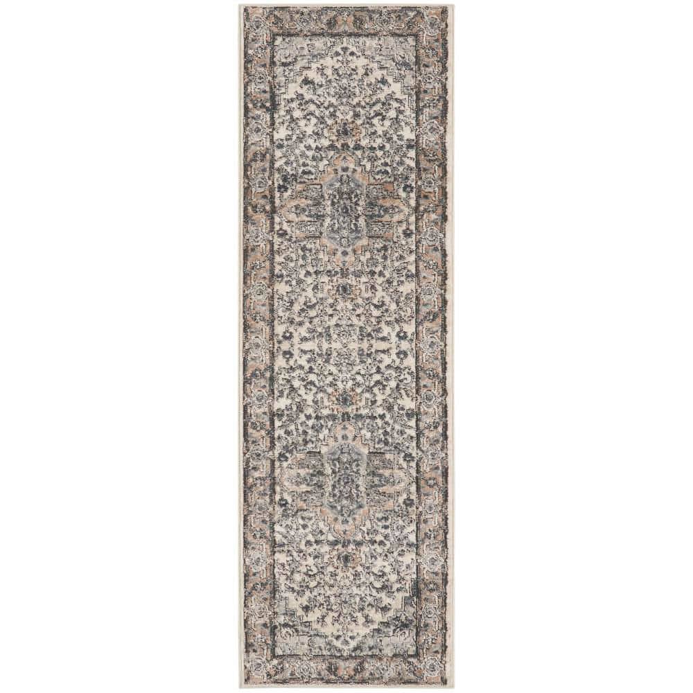 Concerto Ivory Grey 2 ft. x 6 ft. Center medallion Traditional Runner Area Rug price history on PriceWatchPro