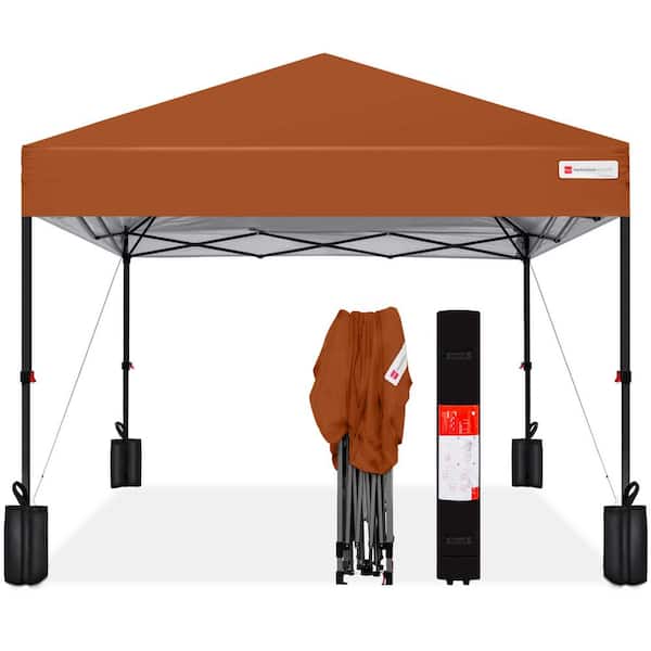 Best Choice Products 8 ft. X 8 ft. Rust Pop Up Canopy with 1-Button Setup, Wheeled Case, 4-Weight Bags