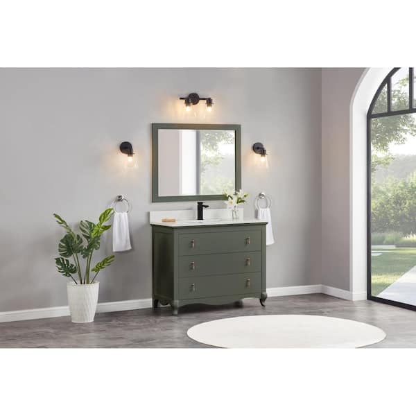 WS2512-42-PG 42 in. Single Sink Sink Vanity Pewter Green Bath Vanity with White 1 in. Artificial Stone Top