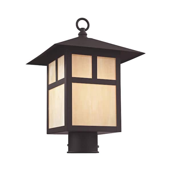 AVIANCE LIGHTING Mapleridge 15.5 in. 1-Light Bronze Cast Brass Hardwired Outdoor Rust Resistant Post Light with No Bulbs Included