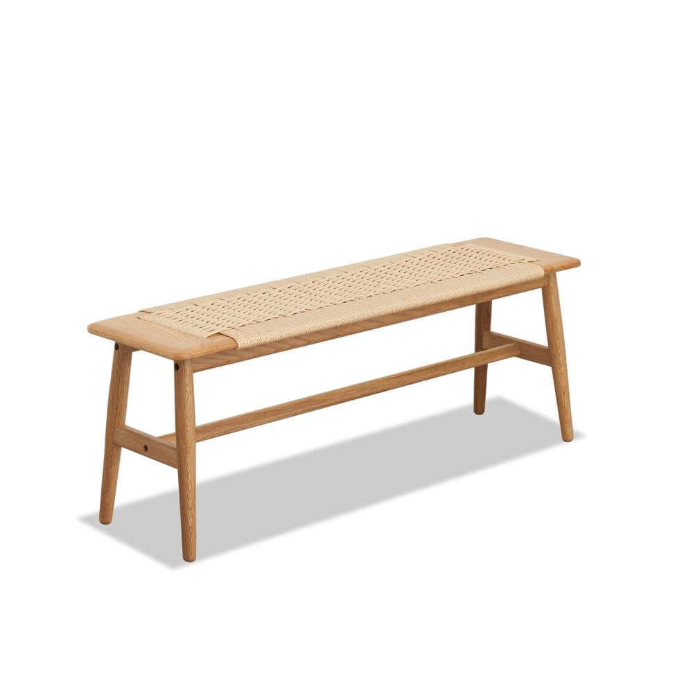 "31.5"" Solid White Oak Wood Bench with Woven Seat Natural Finish" price history on PriceWatchPro