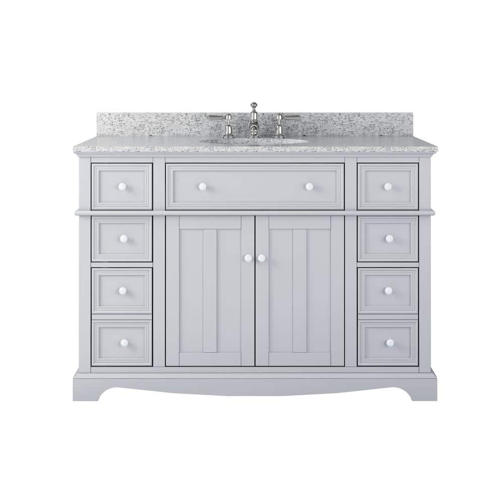 Home Decorators Collection Fremont 49 in. W x 22 in. D x 34 in. H Single Sink Freestanding Bath Vanity in Gray with Gray Granite Top