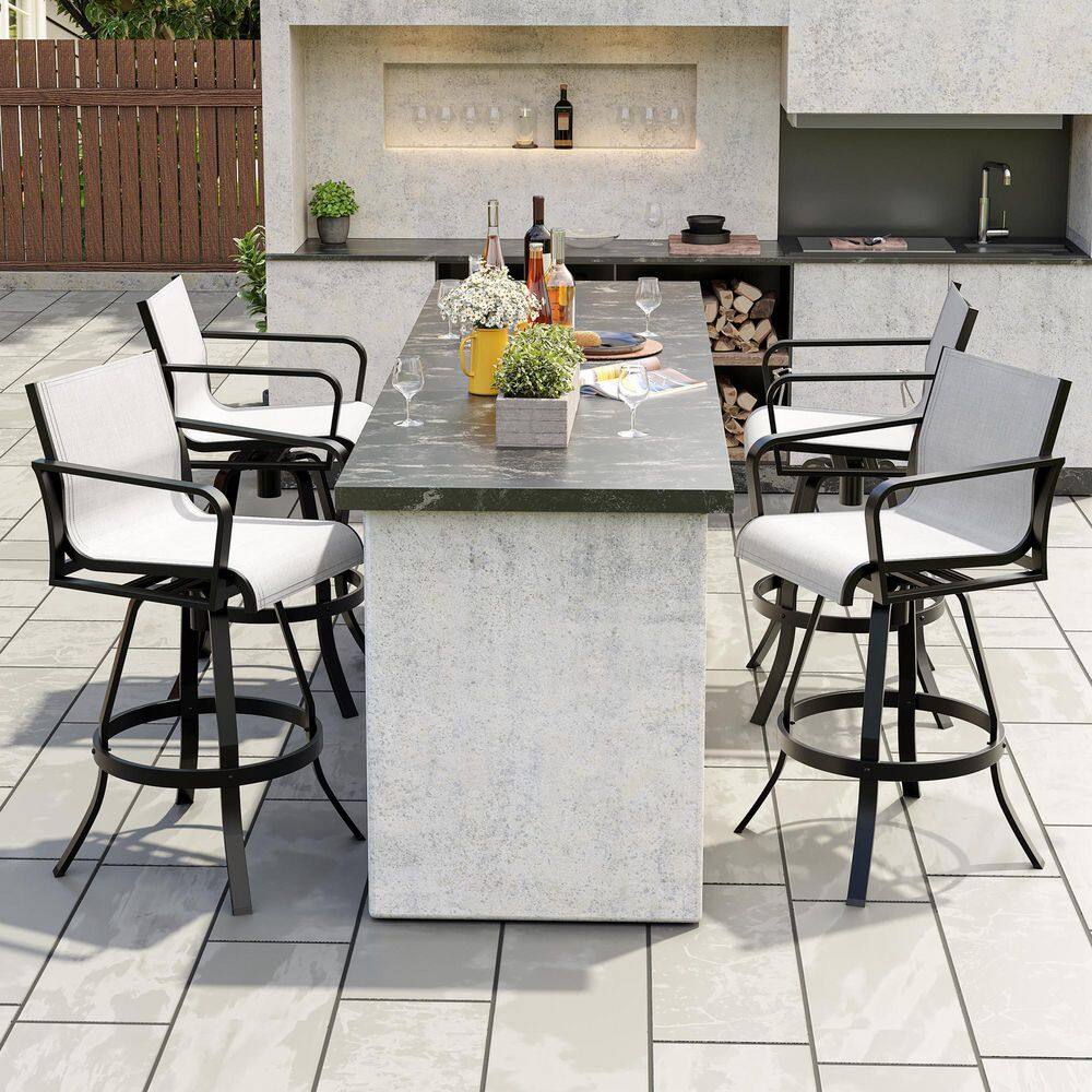Swivel Aluminum Outdoor Bar Stool in Augustine Oyster Sunbrella (4-Pack) price history on PriceWatchPro