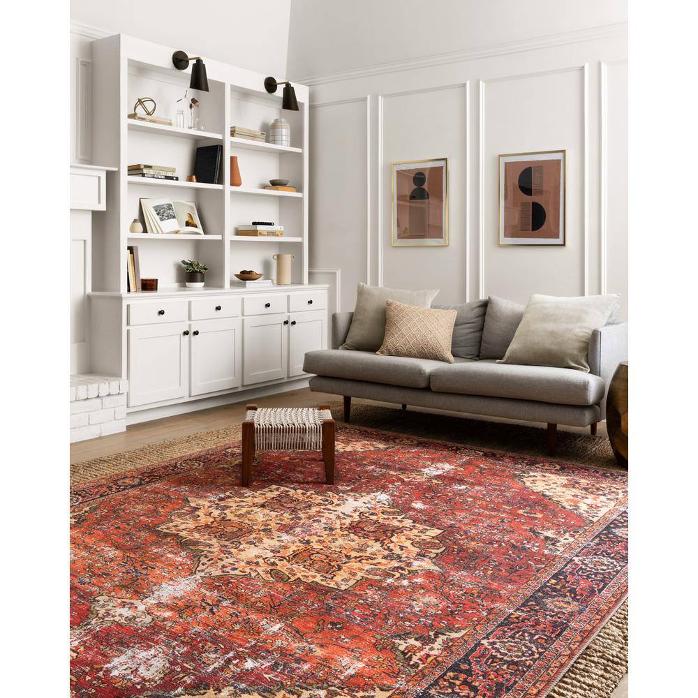 Loren Red and Navy Vintage Area Rug 5'-0" x 7'-6"