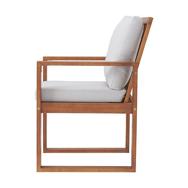 Pure Garden Weston Eucalyptus Wood Outdoor Dining Chairs with Gray