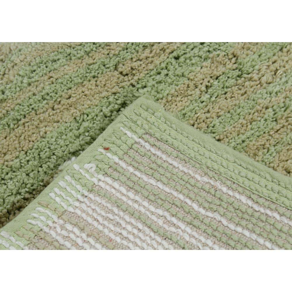 Sage Green Cotton 3-Piece Bathroom Rug Set with Contour