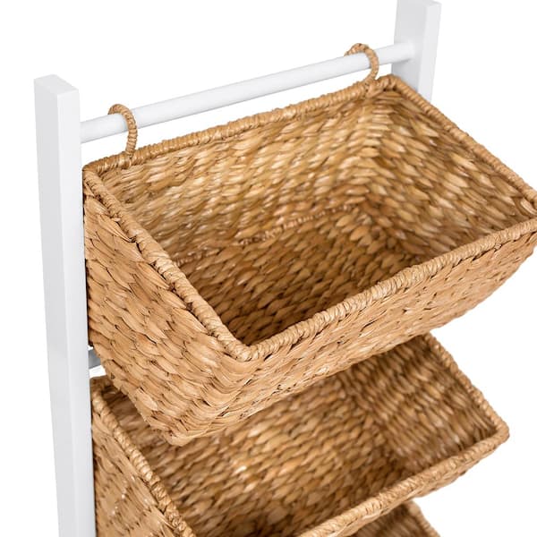 Birdrock Home Storage Shelf Baskets with Handles - Set of 3 - Abaca Seagrass Wi