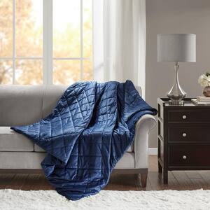 Luxury Indigo Quilted Mink 60 in. x 70 in. 12 lbs. Weighted Blanket
