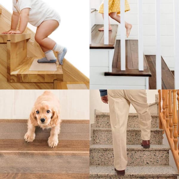 2 Boxes Clear Non-Slip Stair Treads – 15 Strips + Roller, Indoor/Outdoor Self-Adhesive