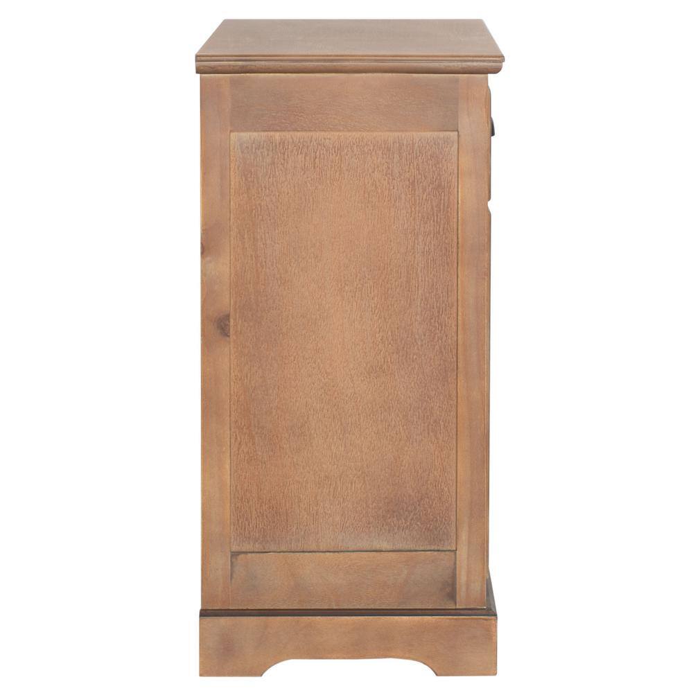 Beige Pine Transitional Rectangular Side Table with Storage