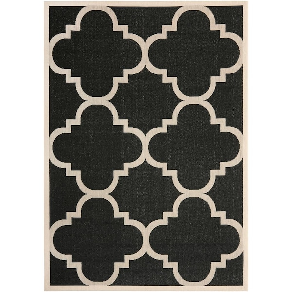 SAFAVIEH Courtyard Black/Beige 5 ft. x 8 ft. Geometric Indoor/Outdoor Patio  Area Rug