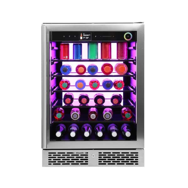 Vinoglow 24 in. Single Zone 151-Can Beverage Cooler in Stainless Steel