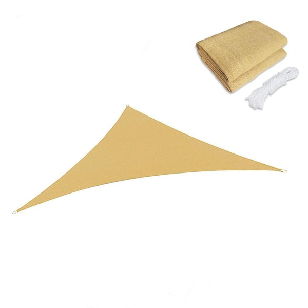 10 ft. x 10 ft. Sand Triangle Heavy Weight Sun Shade Sail, 95% UV Blockage, Outdoor Patio Garden Backyard Activities