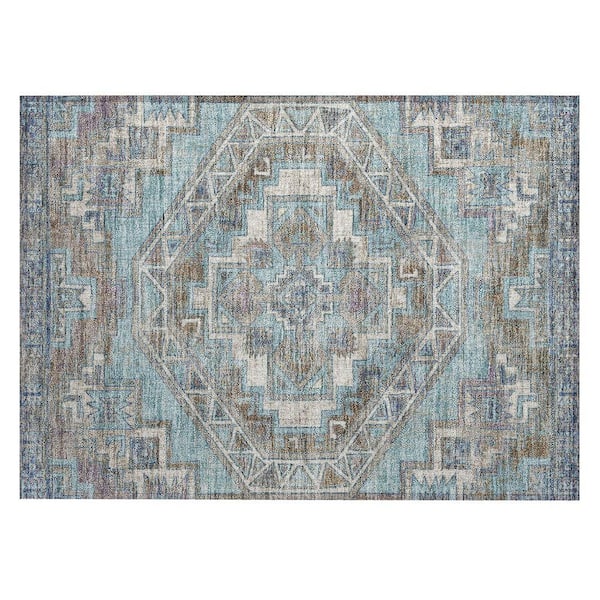 Chantille Machine Washable Indoor/Outdoor Abstract ACN2794 Teal 3 ft. x 4 ft. Area Rug