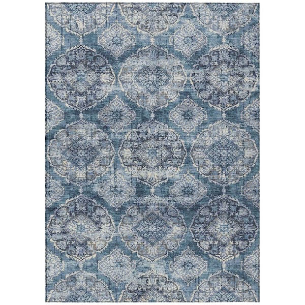 Chantille Machine Washable Indoor/Outdoor Abstract ACN2196 Denim 2 ft. 6 in. x 3 ft. 10 in. Area Rug