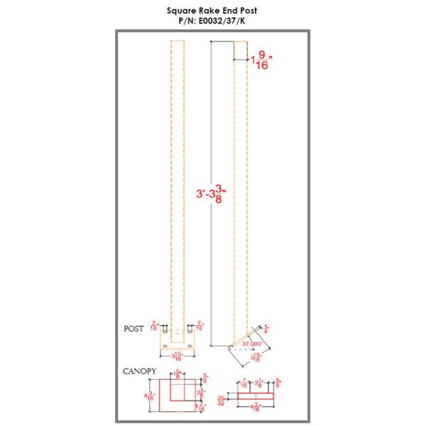 E0032/37/K Angled Knee Wall Square Newel Post - Stainless Stair Parts –  Stainless Stair Parts®