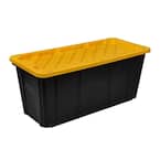 HDX 57 Gal. Tough Storage Tote in Black with Yellow Lid 999-57G