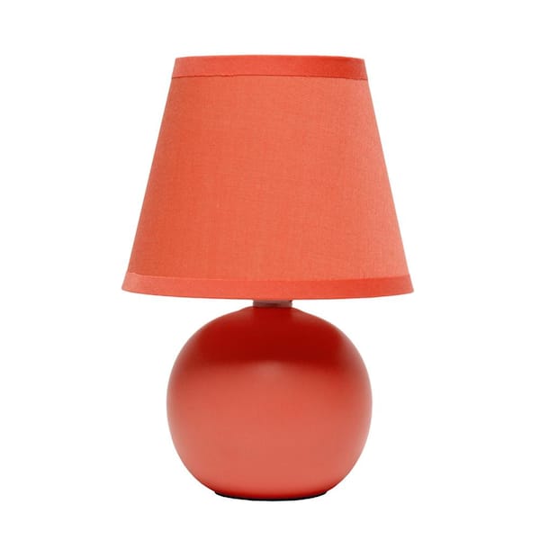 Creekwood home 8.66 in. Orange Traditional Petite Ceramic Orb Base Bedside Table Desk Lamp with Matching Tapered Drum Fabric Shade