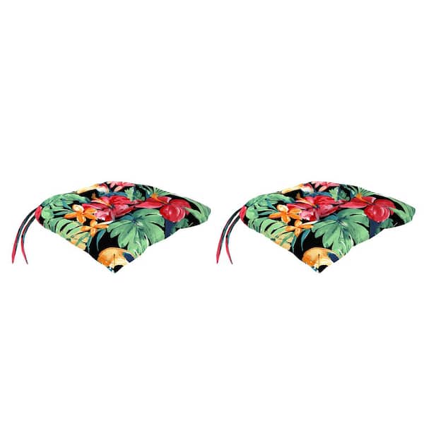 Jordan Manufacturing 17 in. L x 18 in. W x 3 in. T Tufted Outdoor Wicker Seat Cushion in Rani Citrus (2-Pack)