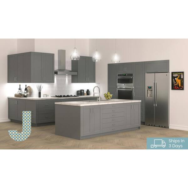 J Collection Shaker Assembled 18 In X 34 5 In X 24 In 2 Drawer Base Cabinet With Metal Drawer Boxes And One Inner Drawer In Gray B2d18i1 Gs The Home Depot