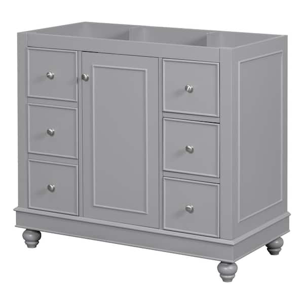 Aoibox 35.28 in. W x 16.2 in. D x 32.87 in. H Bath Vanity Cabinet without Top in Gray