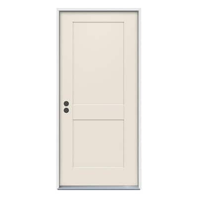 36 in. x 80 in. 2-Panel Craftsman Primed Steel Prehung Right-Hand Inswing Front Door