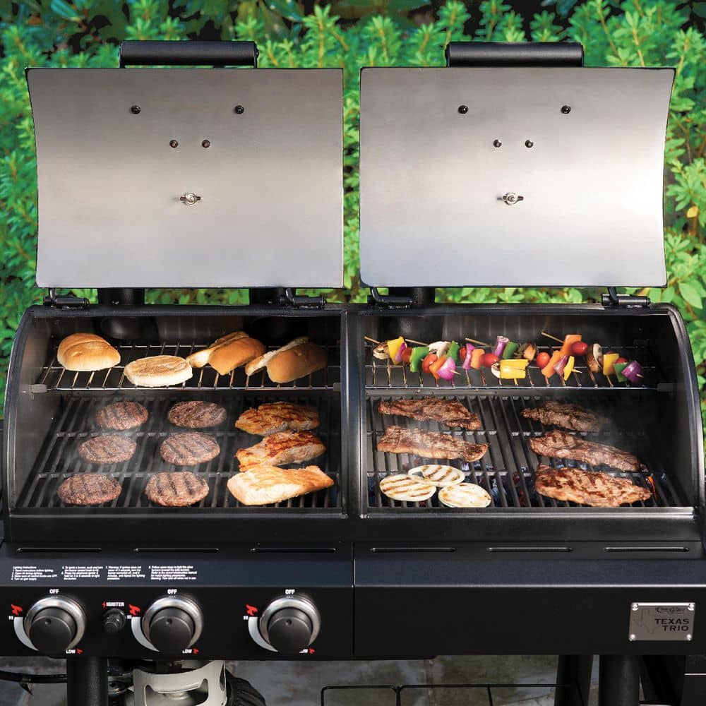 Char-Griller Texas Trio 4-Burner Dual Fuel Grill with Smoker - Thumbnail 5