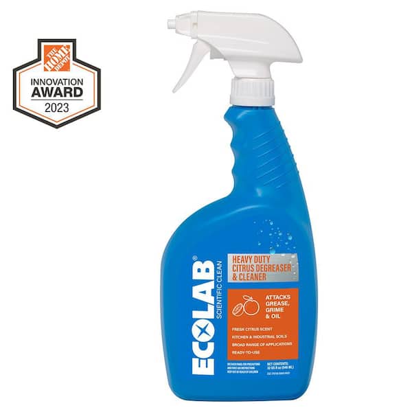 ECOLAB 32 oz. Heavy Duty Non Toxic Citrus Degreaser and Cleaner, Attacks Grease and Grime