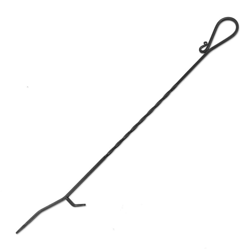 40-Inch Black Powder-Coated Steel Fireplace Poker