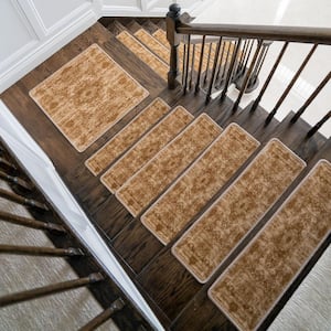 Set of 14 8.5" x 26" Rugs for Stairs FLORAL Non Slip Carpet Stair Treads 