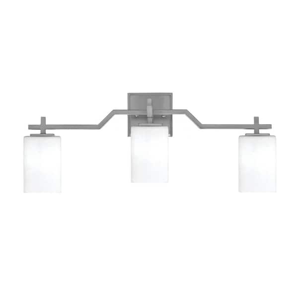 Unbranded Bridgewater 24.75 in. 3 Light Vanity Light Graphite with 4 in. White Muslin Glass Shades, No Bulbs Included