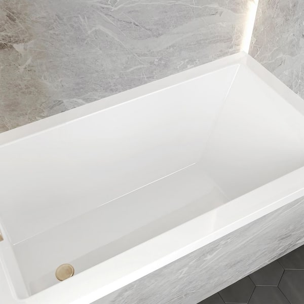 Voltaire 54 in. x 30 in. Acrylic Left Drain Rectangular Alcove Bathtub in White